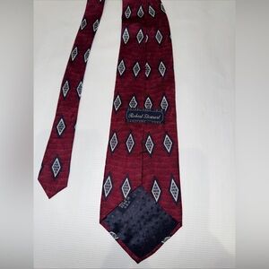 Red Maroon Robert Stewart Diamond Pattern Silk  Tie